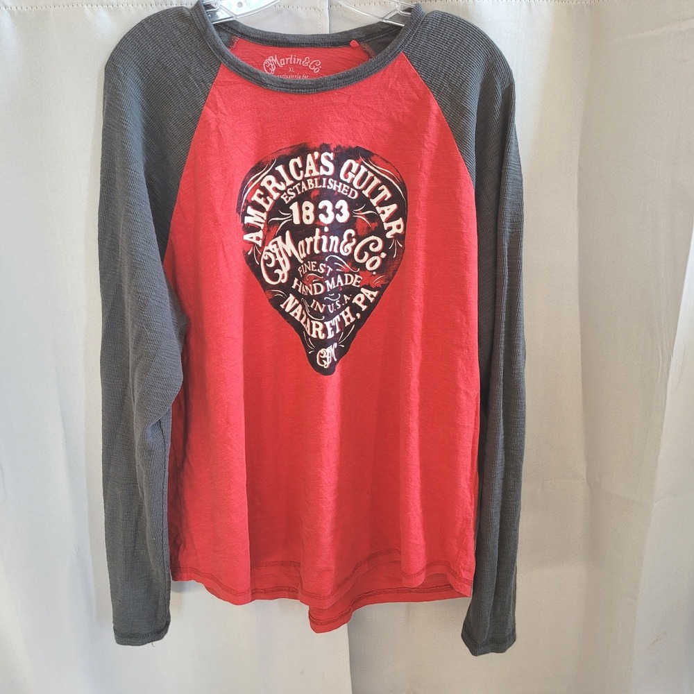 Vtg Lucky Brand Martin Guitar Raglan Shirt XL Graphic Rockabilly Musician 21622